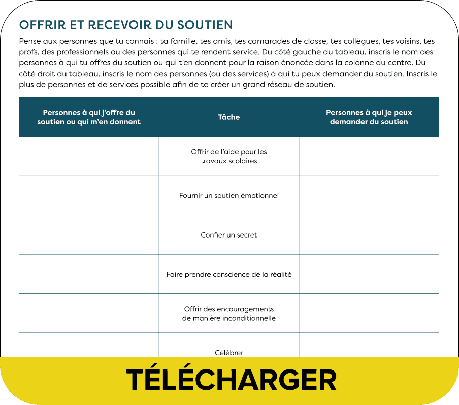 Une fiche pratique sur le soutien à apporter et à recevoir pour arrêter de vapoter.