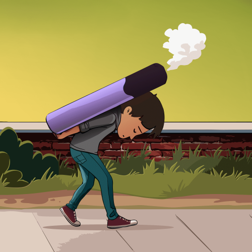 CTC Hidden Dangers Thumbnail Illustration of a child carrying a large vape on their back